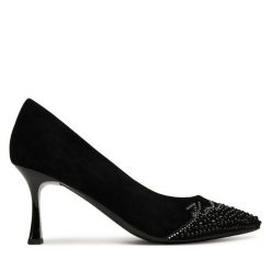 Czółenka KARL LAGERFELD. Czarne czółenka KARL LAGERFELD, bez wzorów, bez obcasa, bez zapięcia. Za 589.99 zł.