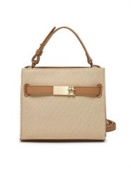 Tommy Hilfiger Torebka Th Heritage Mini Satchel Canvas AW0AW17406 Beżowy. Brązowe torebki klasyczne Tommy Hilfiger, bez wzorów, z materiału, bez dodatków. Za 449.99 zł.
