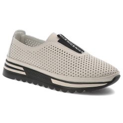 Beżowe Półbuty S.Barski Ażurowe Obuwie Damskie. Brązowe buty sportowe lifestyle S.BARSKI, na wiosnę, w ażurowe wzory, z materiału, bez zapięcia. Za 189.00 zł.