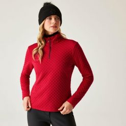 Bluza damska z suwakiem 1/4 Glamourize III Dare 2b. Czerwone bluzy Dare 2b, na zimę, bez wzorów, z dzianiny, sportowe, bez ramiączek, bez kaptura. W wyprzedaży za 199.99 zł.