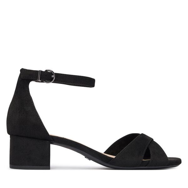 Sandały Tamaris. Czarne sandały Tamaris, bez wzorów, bez obcasa, na słupku, bez zapięcia. Za 289.99 zł.