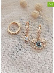 Atelier MIU Kolczyki-kreole (3 szt.) z cyrkoniami rozmiar: onesize. Żółte kolczyki atelier MIU, z cyrkonią, z mosiądzu. Za 39.99 zł.