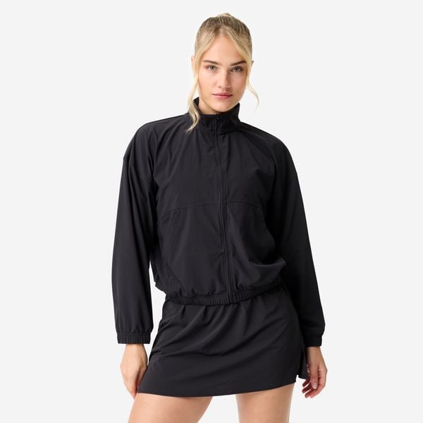 Bluza sportowa damska Domyos. Czarne bluzy bez kaptura DOMYOS, l, bez wzorów, z materiału, bez kaptura, na fitness i siłownię. Za 99.99 zł.