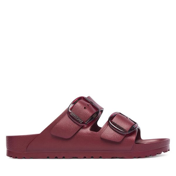 Klapki Birkenstock. Czerwone klapki Birkenstock, bez wzorów, bez obcasa, bez zapięcia. Za 299.99 zł.