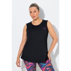 Damskie Top zintegrowany biustonosz trapezowy krój okrągły dekolt bez rękawów. Czarne topy Ulla Popken, plus size, bez wzorów, z elastanu, bez kołnierzyka, bez ramiączek. Za 199.99 zł.