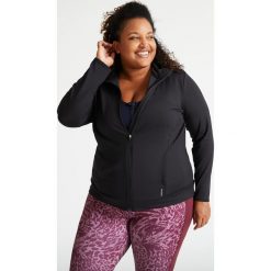 Bluza na zamek damska Domyos fitness. Czarne bluzy DOMYOS, xl, bez wzorów, z elastanu, sportowe, bez ramiączek, bez kaptura. Za 84.99 zł.