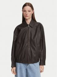 Weekend Max Mara Kurtka skórzana Cose 2625446041 Brązowy ciemny Regular Fit. Brązowe kurtki Weekend Max Mara, bez wzorów, ze skóry, bez kaptura. Za 2,989.00 zł.