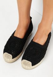 Czarne Espadryle na Grubej Podeszwie z Juty z Plecioną Cholewką Ulissa. Czarne espadryle Born2be, bez wzorów, boho, bez obcasa. W wyprzedaży za 89.24 zł.