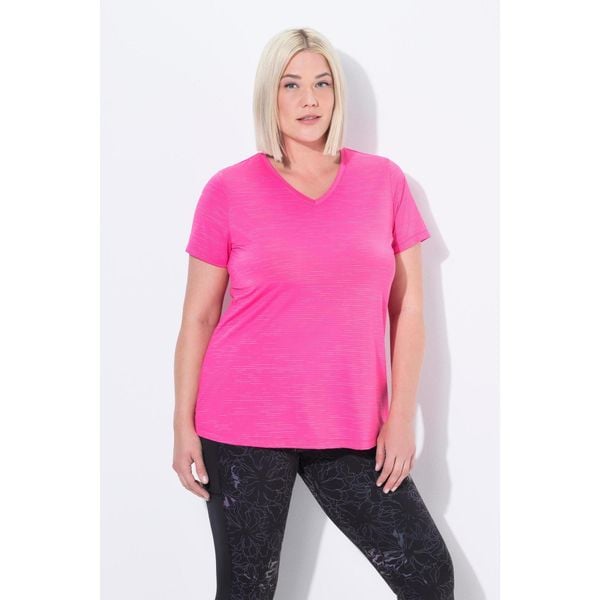 Damskie Bluzka funkcyjna wstawki z siateczki dekolt w serek rękaw 1/2. Czerwone t-shirty sportowe Ulla Popken, plus size, bez wzorów, z elastanu, bez ramiączek. W wyprzedaży za 159.99 zł.