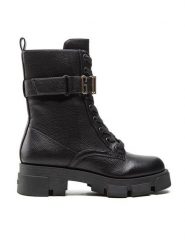 Guess Trzewiki Madox FL8MDX ELE10 Czarny. Czarne botki Guess, z aplikacjami, ze skóry, bez obcasa, na płaskiej podeszwie, bez zapięcia. Za 439.99 zł.