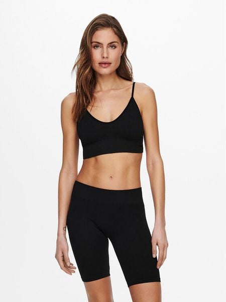 ONLY Biustonosz top Vicky 15201539 Czarny. Czarne biustonosze ONLY, bez wzorów, z syntetyku. Za 29.99 zł.