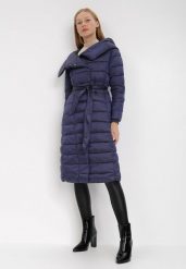 Granatowa Kurtka Loukylus. Niebieskie kurtki Born2be, l, z aplikacjami, z tkaniny, eleganckie. Za 259.99 zł.