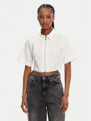 HUGO Koszula Evianne 50531546 Biały Regular Fit. Białe bluzki Hugo, bez wzorów, z bawełny, bez kołnierzyka, bez ramiączek. Za 279.99 zł.