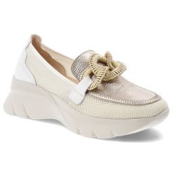 Białe Półbuty Hispanitas Stylowe Obuwie Damskie. Białe półbuty wsuwane Hispanitas, z aplikacjami, z meshu, eleganckie, bez obcasa. Za 539.99 zł.