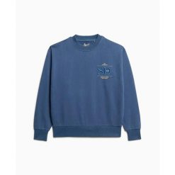 Damska bluza o luźnym kroju Superdry Luxe. Niebieskie bluzy Superdry, bez wzorów, bez ramiączek, bez kaptura. Za 299.90 zł.