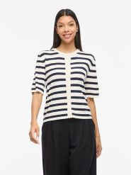 Vila Kardigan "Vizicha" w kolorze kremowo-granatowym rozmiar: L. Brązowe swetry Vila, l, bez wzorów, bez ramiączek. Za 109.95 zł.