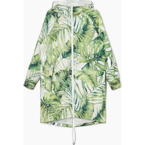 Zielono-biała parka - Biały. Białe płaszcze Cropp, l, bez wzorów, z materiału, bez kaptura. Za 139.99 zł.