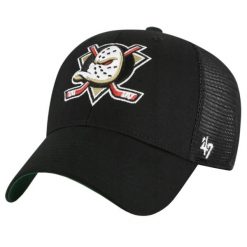 Czapka z daszkiem dla dorosłych 47 NHL Anaheim Ducks Branson Cap. Czarne czapki z daszkiem 47 Brand, bez wzorów, z bawełny, sportowe. Za 99.99 zł.