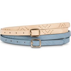 Komplet pasków (2 części) bonprix beżowo-niebiesko-złoty kolor. Paski marki bonprix. Za 44.99 zł.