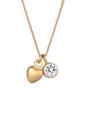 Elli Damski wisiorek serce pasjans miłość z kryształem z pozłacanego srebra próby 925 Sterling Siilver Naszyjniki 1 ct. Szare naszyjniki Elli, z materiału, pozłacane. Za 293.99 zł.