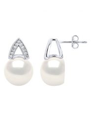 Pearl Addict Srebrne kolczyki-wkrętki z perłami rozmiar: onesize. Białe kolczyki Pearl Addict, z kryształem, srebrne. Za 302.45 zł.