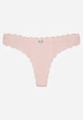 Jasnoróżowe Bawełniane Majtki Stringi z Prążkowanej Tkaniny Eziane. Czerwone stringi Born2be, bez wzorów, z bawełny. Za 9.99 zł.