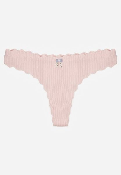 Jasnoróżowe Bawełniane Majtki Stringi z Prążkowanej Tkaniny Eziane. Czerwone stringi Born2be, bez wzorów, z bawełny. Za 9.99 zł.