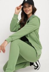 Zielony Komplet Dresowy z Bawełną Bluza z Kapturem i Spodnie Jogger Sinaria. Zielone bluzy Born2be, l, bez wzorów, z bawełny, z kapturem. W wyprzedaży za 135.99 zł.
