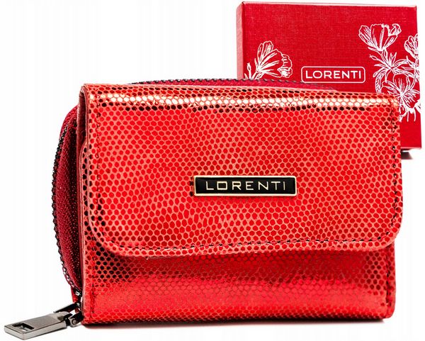 Portfel błyszczący Lorenti 423229-CEK czerwony. Czerwone portfele LORENTI, bez wzorów, ze skóry. Za 56.99 zł.