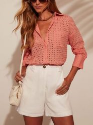 Milan Kiss Bluzka w kolorze łososiowym rozmiar: L. Pomarańczowe bluzki Milan Kiss, l, bez wzorów, z bawełny, bez kołnierzyka, bez ramiączek. Za 165.99 zł.