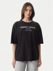 Tommy Jeans T-Shirt DW0DW22803 Czarny Oversize. Czarne t-shirty Tommy Jeans, s, bez wzorów, z bawełny, bez kołnierzyka, bez ramiączek. Za 229.99 zł.