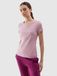 4F T-shirt slim gładki damski - różowy S. Czerwone t-shirty 4f, s, bez wzorów, z bawełny, sportowe, bez kołnierzyka, bez ramiączek. W wyprzedaży za 29.99 zł.