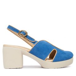 Czółenka Fly London. Niebieskie czółenka Fly London, bez wzorów, bez obcasa, bez zapięcia. Za 589.99 zł.