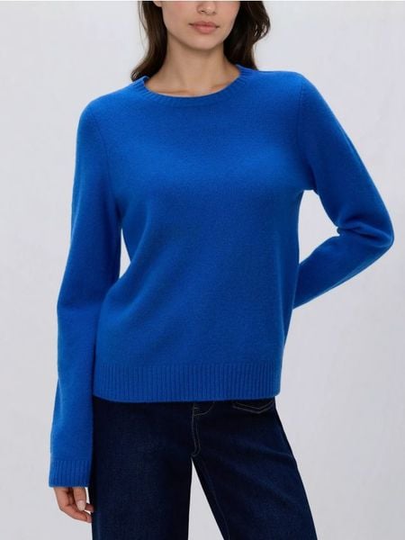 Wełniany sweter - niebieski. Niebieskie swetry Reserved, l, bez wzorów, z dzianiny, bez ramiączek. Za 199.99 zł.