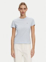 Tommy Hilfiger T-Shirt Slub WW0WW44433 Błękitny Slim Fit. Niebieskie t-shirty Tommy Hilfiger, xxs, bez wzorów, z bawełny, bez kołnierzyka, bez ramiączek. Za 169.99 zł.