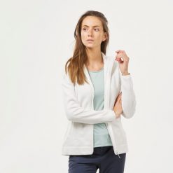 Polar turystyczny damski Quechua MH100. Białe bluzy z polaru QUECHUA, m, bez wzorów, z materiału, trekkingowe. Za 69.99 zł.