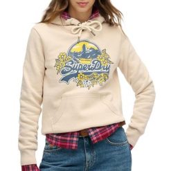 Bluza damska z kapturem Superdry Floral. Brązowe bluzy z kapturem Superdry, bez wzorów, z kapturem. Za 337.80 zł.