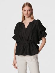 Bruuns Bazaar Bluzka Cyclamen Chantal BBW3061 Czarny Regular Fit. Czarne bluzki Bruuns Bazaar, bez wzorów, z wiskozy, bez kołnierzyka, bez ramiączek. Za 419.99 zł.