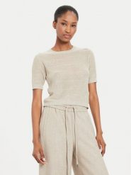 Marella Sweter 2423366231 Beżowy Regular Fit. Brązowe swetry Marella, xxl, bez wzorów, z wiskozy, bez ramiączek. Za 339.99 zł.