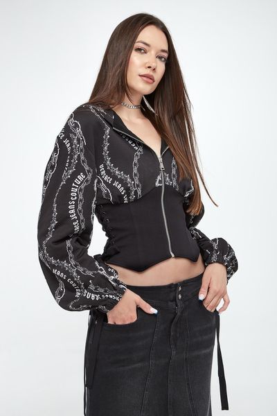 Bluza z kapturem damska VERSACE JEANS COUTURE. Bluzy Versace Jeans Couture, bez wzorów, z jeansu, z kapturem. W wyprzedaży za 1,134.50 zł.