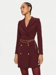Elisabetta Franchi Sukienka koktajlowa AB-657-46E2-V960 Bordowy Regular Fit. Czerwone sukienki Elisabetta Franchi, bez wzorów, z syntetyku, wizytowe, bez kołnierzyka, bez ramiączek. Za 1,279.00 zł.