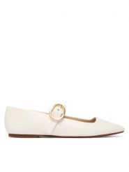 Calvin Klein Baleriny HW0HW03037 Biały. Białe baleriny Calvin Klein, bez wzorów, ze skóry, bez obcasa, bez zapięcia. Za 489.99 zł.
