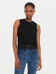 Morgan Bluzka 242-OLAYA Czarny Regular Fit. Czarne bluzki Morgan, bez wzorów, z syntetyku, bez kołnierzyka, bez ramiączek. Za 299.99 zł.