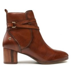 Botki Pikolinos. Brązowe botki Pikolinos, bez wzorów, bez obcasa, na słupku, bez zapięcia. Za 519.99 zł.