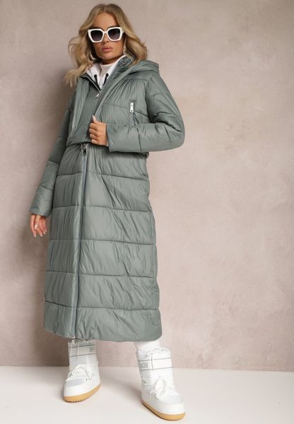 Zielona Pikowana Kurtka Płaszcz z Regulacją Długości Ortona. Zielone kurtki Renee, l, bez wzorów, klasyczne, bez kaptura. Za 289.99 zł.