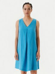 United Colors Of Benetton Sukienka letnia 4AGHDV0AX Niebieski Relaxed Fit. Niebieskie sukienki United Colors Of Benetton, l, bez wzorów, ze lnu, bez kołnierzyka, bez ramiączek. Za 219.99 zł.
