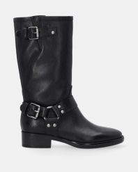 SKÓRZANE BOTKI Z KLAMRAMI L46303 NERO. Botki Venezia, bez wzorów, ze skóry, bez obcasa, bez zapięcia. Za 699.00 zł.