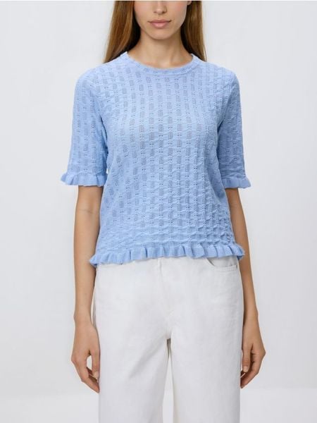 Sweter z wiskozą - jasnoniebieski. Niebieskie swetry Reserved, l, bez wzorów, z dzianiny, bez ramiączek. W wyprzedaży za 55.99 zł.