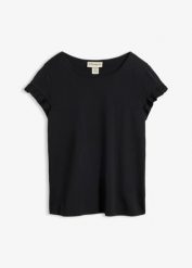T-shirt z czystej bawełny. Czarne t-shirty bonprix, bez wzorów, z bawełny, bez kołnierzyka, bez ramiączek. Za 32.99 zł.