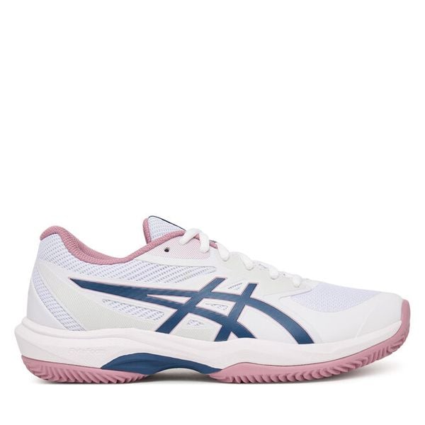 Buty do tenisa Asics. Białe buty treningowe ASICS, bez wzorów, bez zapięcia, tenisowe. Za 369.99 zł.